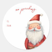 No Peeking | サンタ クリスマス ホリデー ラウンドシール (正面)