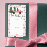 No Peeking Pink Vintage Van To & From Christmas ラベル<br><div class="desc">Celebrate the magical and festive holiday season with our custom holiday to and from sticker gif tags. Our vintage holiday design features a cute girly pink retro van at a Christmas tree farm picking out a Christmas Tree. The words fa la are handwritten. "No Peeking" is designed in a modern...</div>