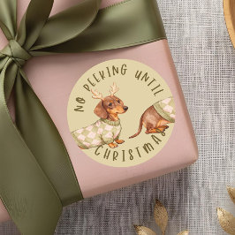 No Peeking Until Christmas Cute Dachshund Dog ラウンドシール