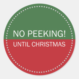 No Peeking Until Christmas Green and Red ラウンドシール