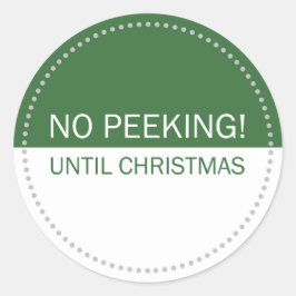 No Peeking Until Christmas Green and White ラウンドシール