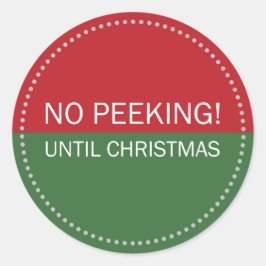 No Peeking Until Christmas Red and Green ラウンドシール