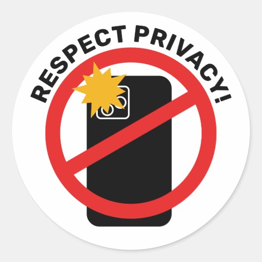 No Phone Photography - Respect Privacy Your Text ラウンドシール (正面)