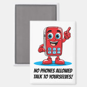 No Phones Allowed Red Cartoon Magnet マグネット (正面/裏面)