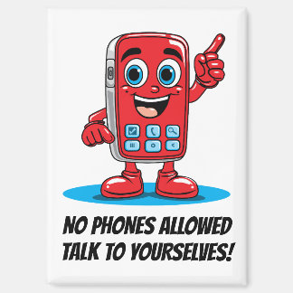 No Phones Allowed Red Cartoon Magnet マグネット