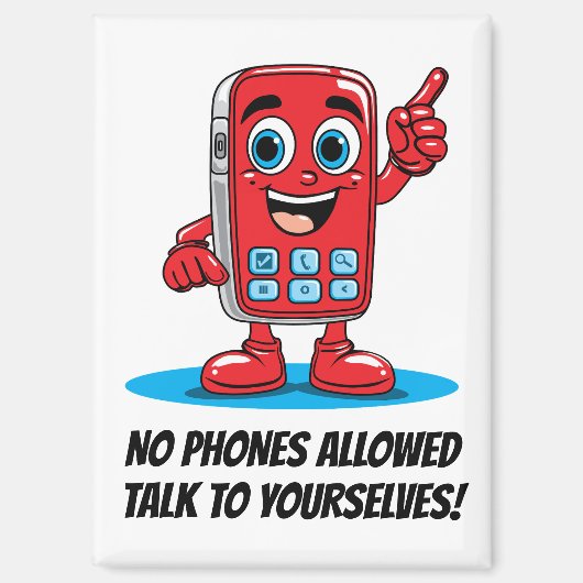 No Phones Allowed Red Cartoon Magnet マグネット (正面)