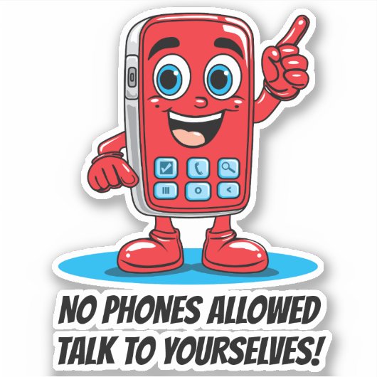 No Phones Allowed Red Retro Cell Phone シール (正面)