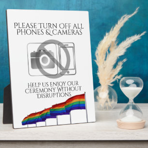 No Phones or Camerasゲイプライドフラッグ結婚ズ フォトプラーク