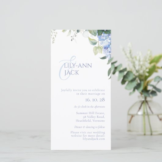 No Photo Hydrangea Wedding Invitation Flat Card (スタンド正面)