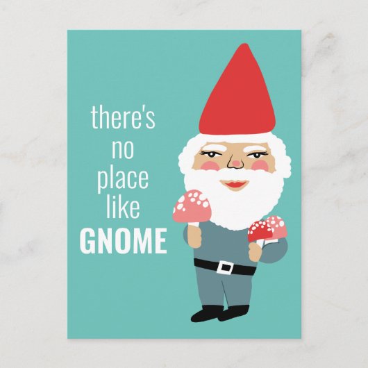 NO PLACE LIKE格言かわいいキノコ小妖精や小人 カラフル ポストカード (正面)