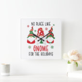 No Place Like格言のための休日おもしろいクリスマス スクエア壁時計 (ホーム)