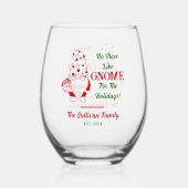 No Place Like格言クリスマスファミリー名日付 ステムなしワイングラス (裏面)