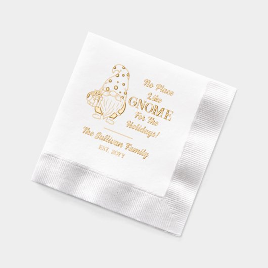No Place Like格言クリスマスファミリー名日付 箔ナプキン (左)