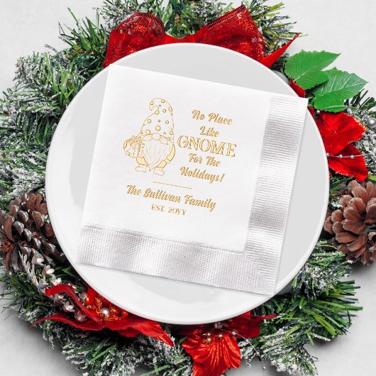 No Place Like格言クリスマスファミリー名日付 箔ナプキン