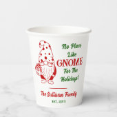 No Place Like格言クリスマスファミリー名日付 紙コップ (裏面)