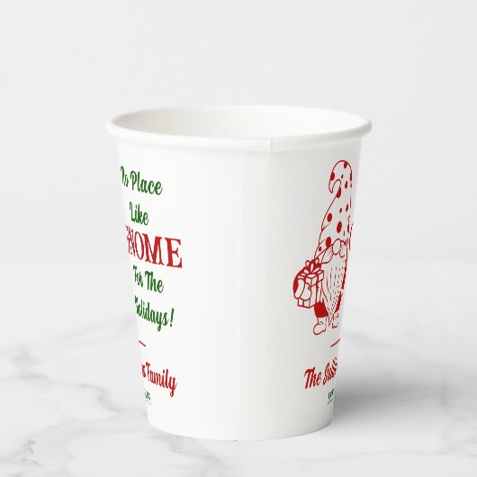 No Place Like格言クリスマスファミリー名日付 紙コップ (右)