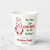 No Place Like格言クリスマスファミリー名日付 紙コップ (正面)