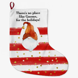 No Place Like Gnome Custom Christmas Stocking ラージクリスマスストッキング