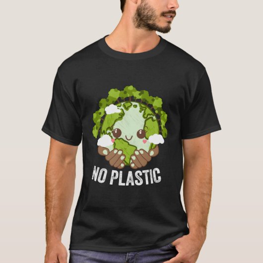 No Plastic Ecology Trees Ecosystem Woods自然 Tシャツ (正面)