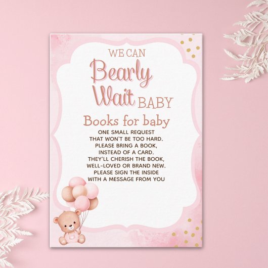 No podemos esperar mas Lindo oso Rosa Baby shower エンクロージャーカード