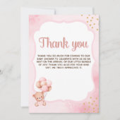 No podemos esperar mas Lindo oso Rosa Baby shower サンキューカード (正面)