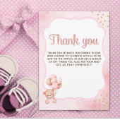No podemos esperar mas Lindo oso Rosa Baby shower サンキューカード