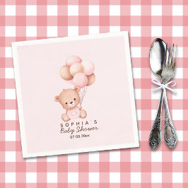 No podemos esperar mas Lindo oso Rosa Baby shower スタンダードカクテルナプキン