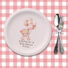 No podemos esperar mas Lindo oso Rosa Baby shower ペーパープレート