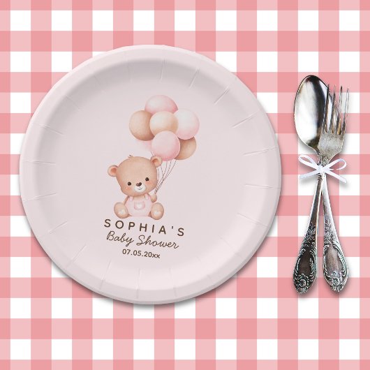 No podemos esperar mas Lindo oso Rosa Baby shower ペーパープレート