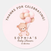 No podemos esperar mas Lindo oso Rosa Baby shower ラウンドシール (正面)