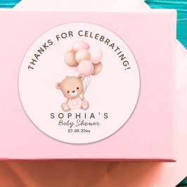 No podemos esperar mas Lindo oso Rosa Baby shower ラウンドシール