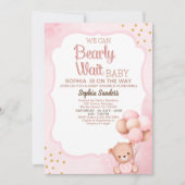 No podemos esperar mas Lindo oso Rosa Baby shower 招待状 (正面)