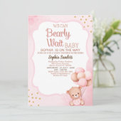 No podemos esperar mas Lindo oso Rosa Baby shower 招待状 (スタンド正面)