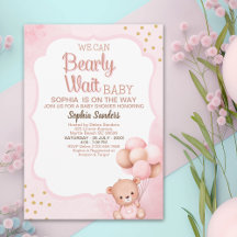 No podemos esperar mas Lindo oso Rosa Baby shower