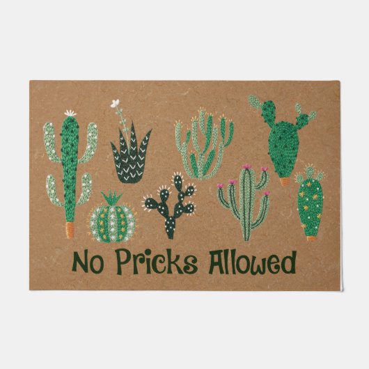 No pricks allowed doormat、引っ越し祝いパーティーギフト ドアマット (正面)