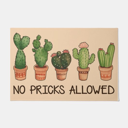 No Pricks Allowed Doormat / Cactus Welcome Mat  ドアマット (正面)