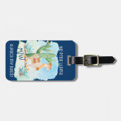 No Probラマアルパカマイバッグ-ブルーパーソナライズされた ラゲッジタグ (正面横)