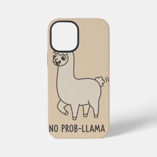 "No Prob-Llama" かわいいラマの落書き - リラックス気分 iPhoneケース (裏面)