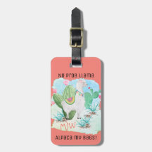 No Prob Llama Alpaca My Bags - コーラルカラーの名入れ