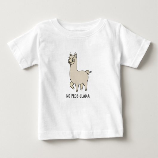 "No Prob-Llama" Cute Doodle - Chill Vibes! ベビーTシャツ (正面)