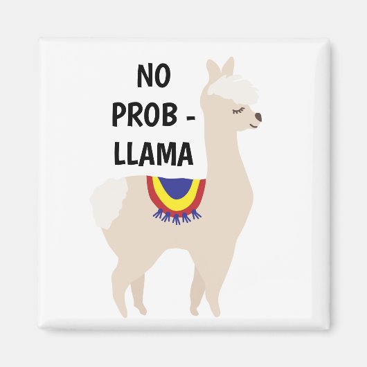 No Prob Llama Cute Illustration マグネット (正面)