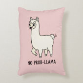 "No Prob-Llama" Cute Llama Doodle - Chill Vibe アクセントクッション (正面(垂直))