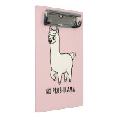 "No Prob-Llama" Cute Llama Doodle - Chill Vibe ミニクリップボード (アングル)