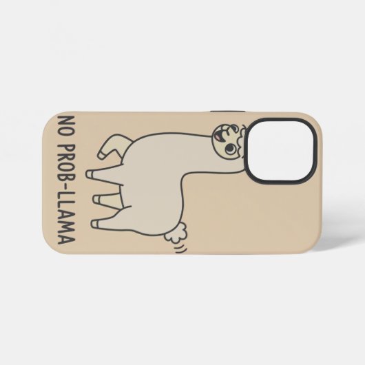 "No Prob-Llama" Cute Llama Doodle - Chill Vibe iPhoneケース (裏面横)