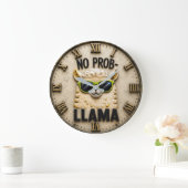 No Prob-Llama Funny Llama Farmhouse Animal Decor ラージ壁時計 (ホーム)