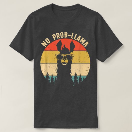 NO PROB LLAMA Vintage Llama Alpaca Tシャツ (デザイン正面)