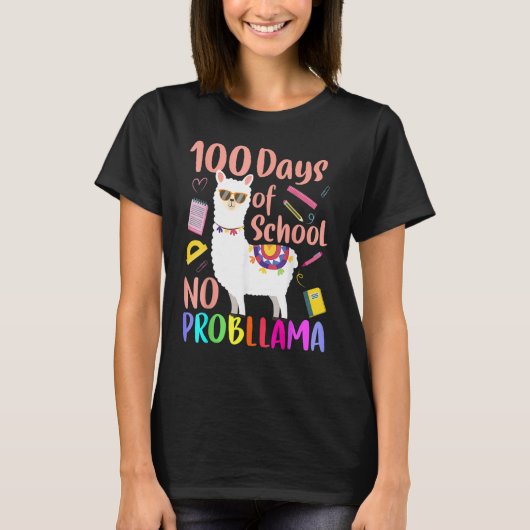 No Probllama 100 Days Of School LLama Teachers Tsh Tシャツ (正面)