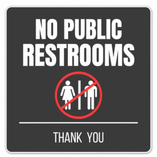 No Public Restroom Storefrontデカール シール (正面)