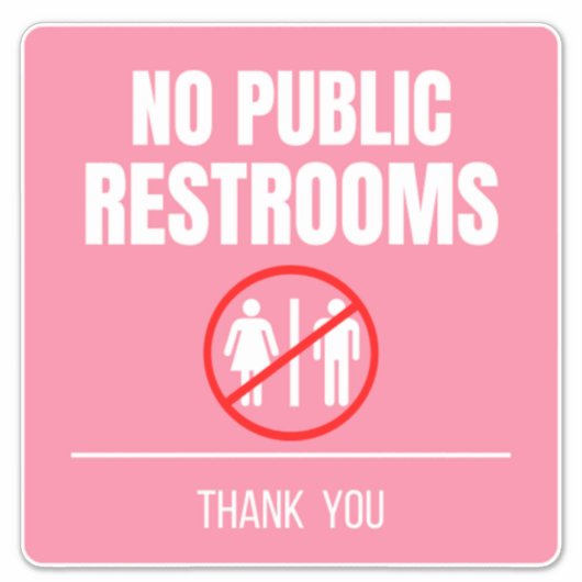 No Public Restroom Storefrontデカール シール (正面)
