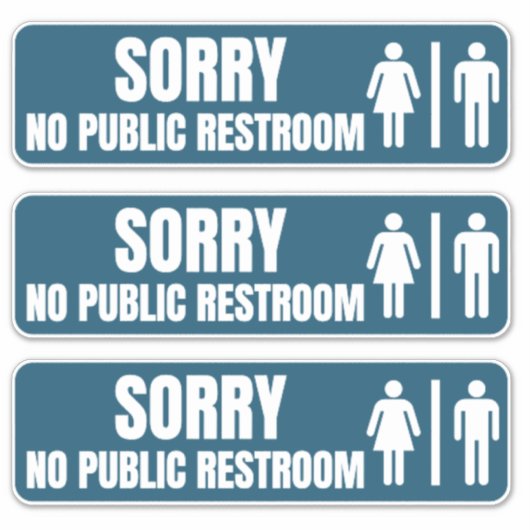 No Public Restroom Storefrontデカール シール (正面)